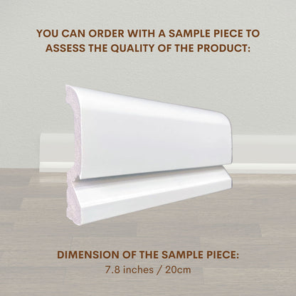 LED BASEBOARD MOLDING 4"H/10CM DURABLE POLYMER TRIM - EACH 7.8FT/2.4M
